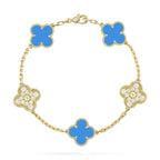 [LUXE JEWELRY] CLOVER 5 MOTIF BLUE AGATE BRACELET COLLECTION