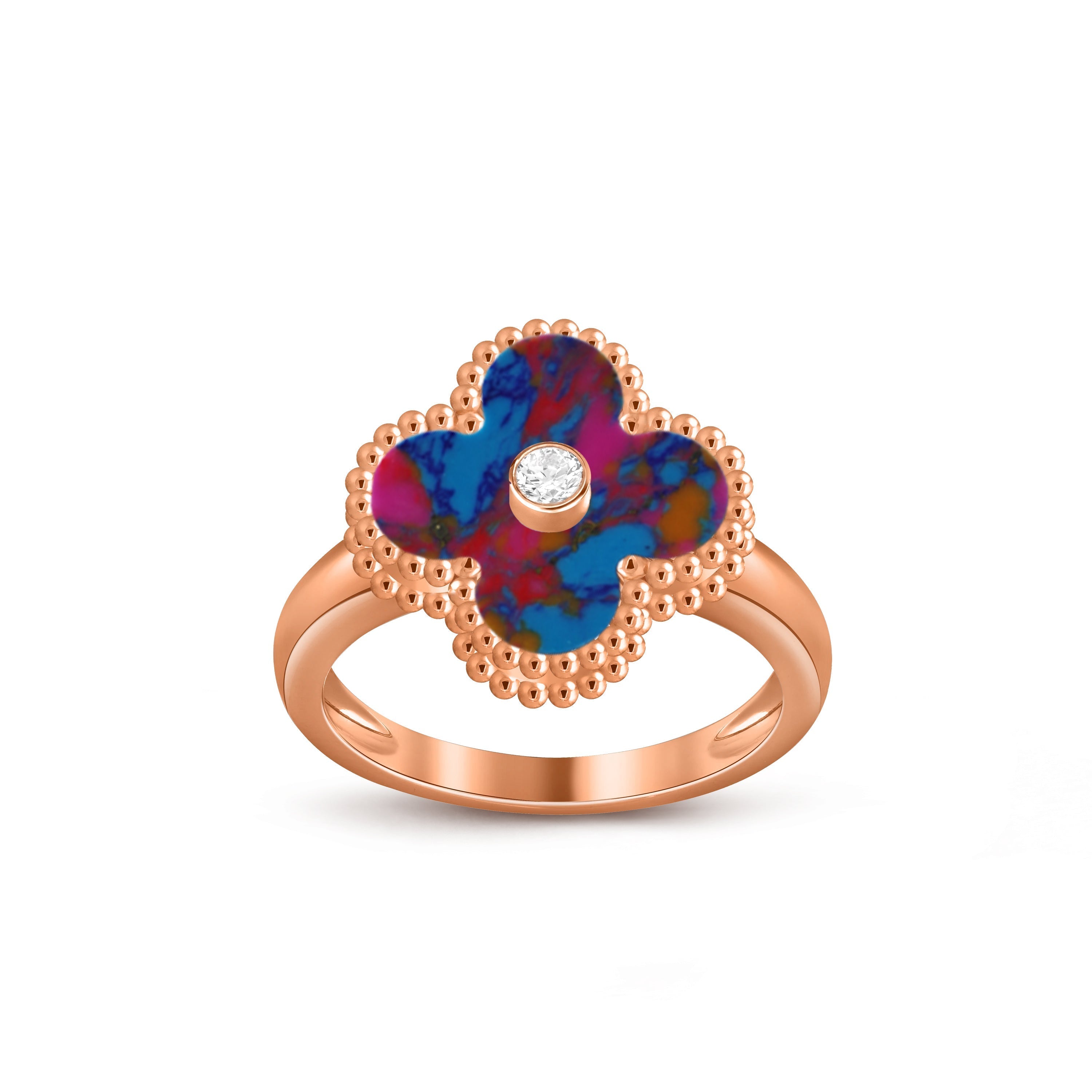 [LUXE JEWELRY]CLOVER DIAMOND RING ROSE GOLD COLLECTION