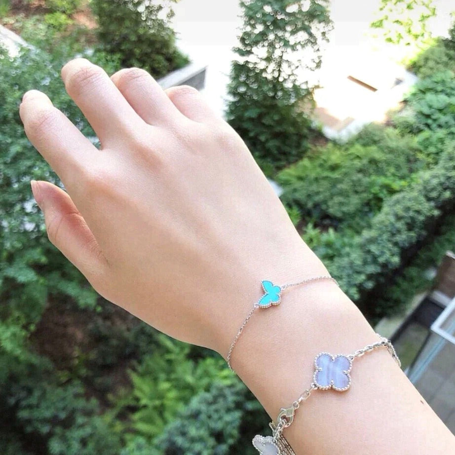 [LUXE JEWELRY]BUTTERFLY TURQUOISE BUTTERFLY BRACELET SILVER
