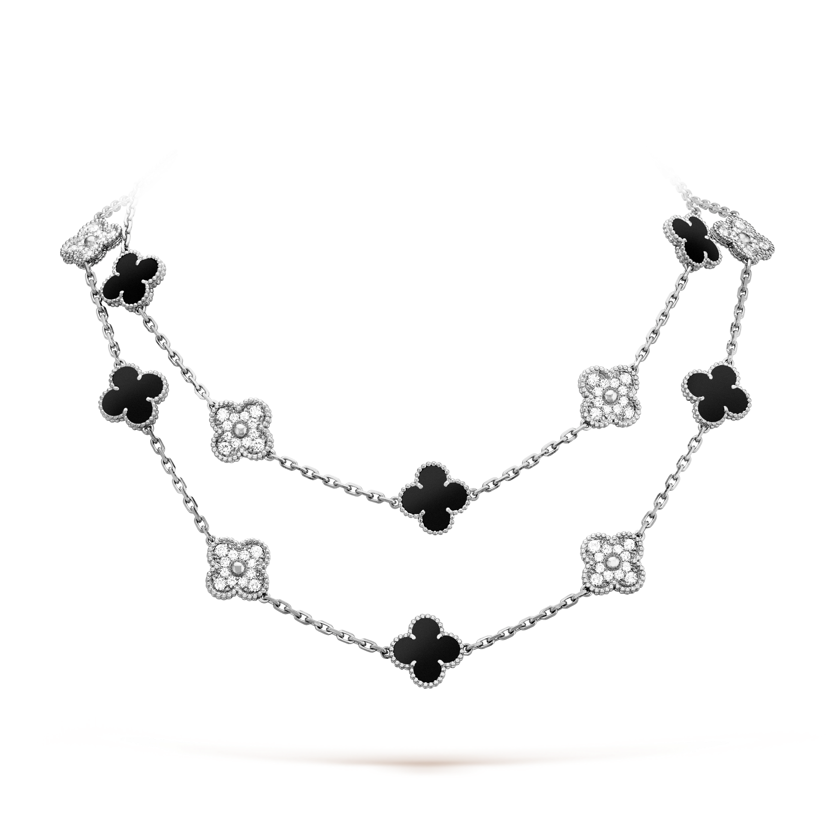 [LUXE JEWELRY]CLOVER 20 MOTIFS ONYX DIAMOND SILVER