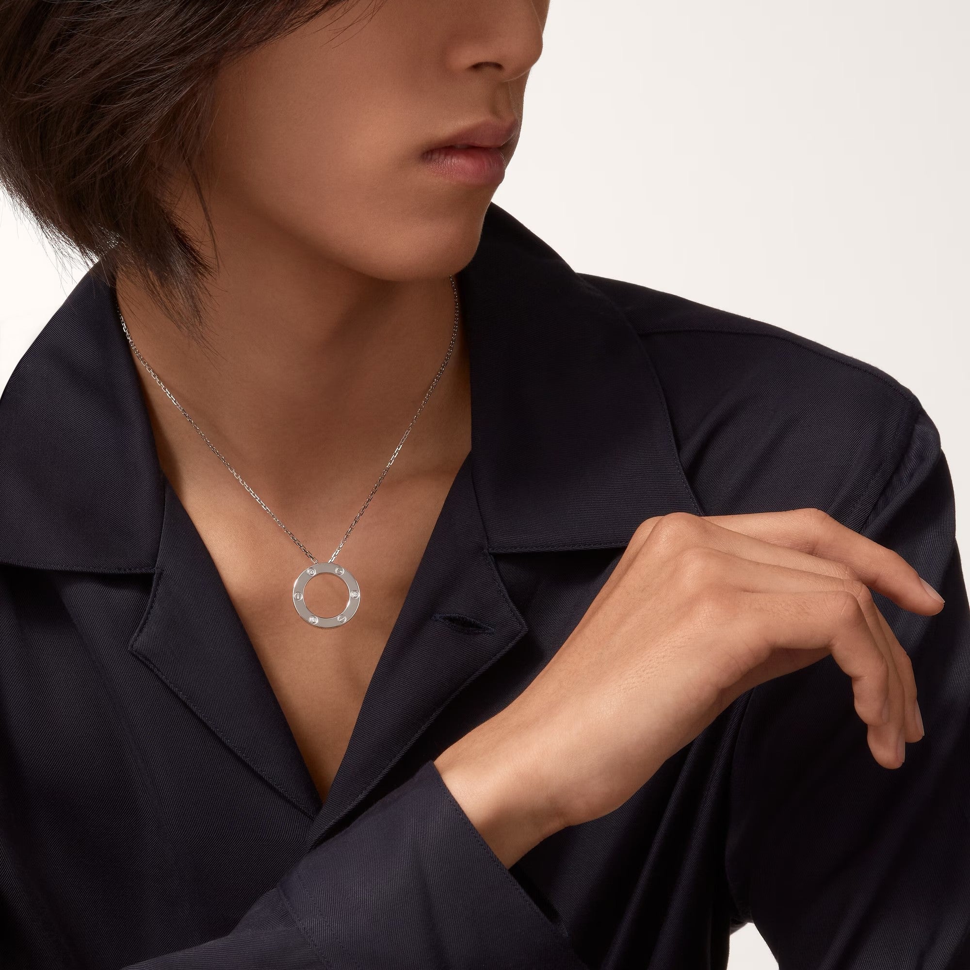 [LUXE JEWELRY] LOVE NECKLACE 16MM 3 DIAMONDS
