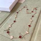 [LUXE JEWELRY]CLOVER 20 MOTIFS LASER CARNELIAN NECKLACE