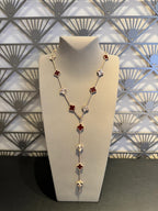 [LUXE JEWELRY]CLOVER 20 MOTIFS LASER CARNELIAN NECKLACE
