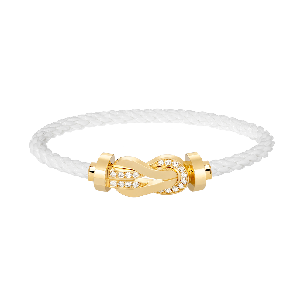 [LUXE JEWELRY]CHANCE LARGE 8 FIGURE BUCKLE HALF DIAMOND BRACELET GOLD