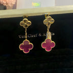 [LUXE JEWELRY]NEW CLOVER 2 MOTIF PINK ENAMEL EARRINGS