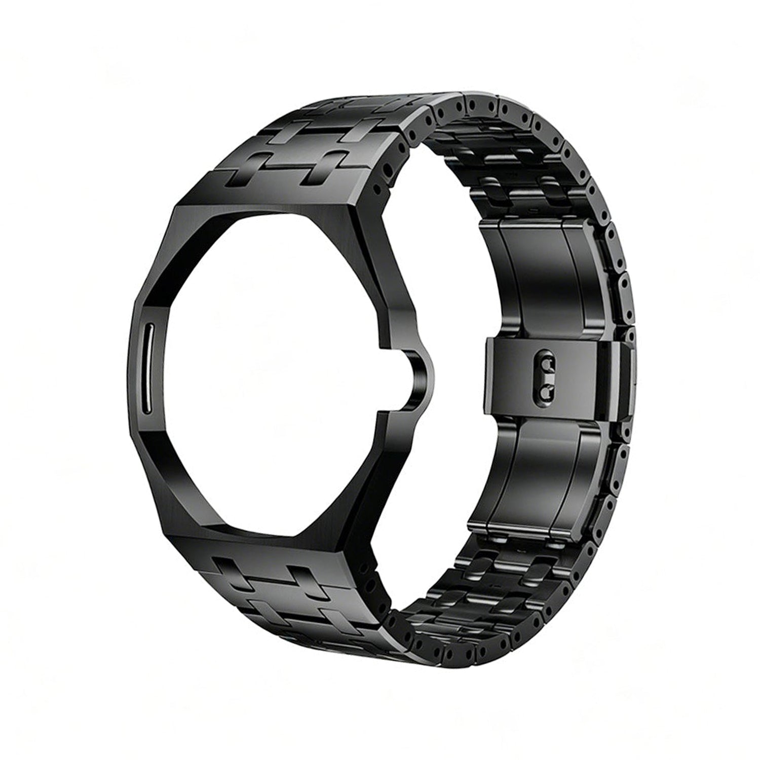 Oak Pop Black Steel  Silicone Strap