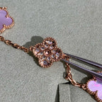 [LUXE JEWELRY]CLOVER 10 MOTIFS DIAMOND PINK MOP NECKLACE