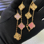 [LUXE JEWELRY]CLOVER 10 MOTIFS  LASER PINK MOP NECKLACE