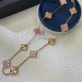 [LUXE JEWELRY]CLOVER 10 MOTIFS  LASER PINK MOP NECKLACE