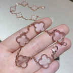 [LUXE JEWELRY]CLOVER 5 MOTIF ROCK CRYSTAL BRACELET