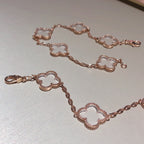[LUXE JEWELRY]CLOVER 5 MOTIF ROCK CRYSTAL BRACELET