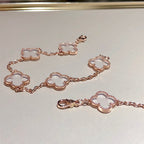 [LUXE JEWELRY]CLOVER 5 MOTIF ROCK CRYSTAL BRACELET