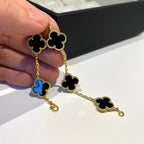 [LUXE JEWELRY] CLOVER 5 MOTIF ONYXS BRACELET COLLECTION