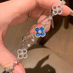 [LUXE JEWELRY]CLOVER 5 MOTIF PINK BLUE RED WHITE BRACELET