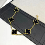 [LUXE JEWELRY] CLOVER 5 MOTIF ONYXS BRACELET COLLECTION