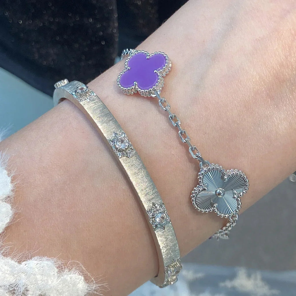 [LUXE JEWELRY] CLOVER 5 MOTIF VIOLET BRACELET COLLECTION