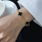 [LUXE JEWELRY] CLOVER 5 MOTIF ONYXS BRACELET COLLECTION