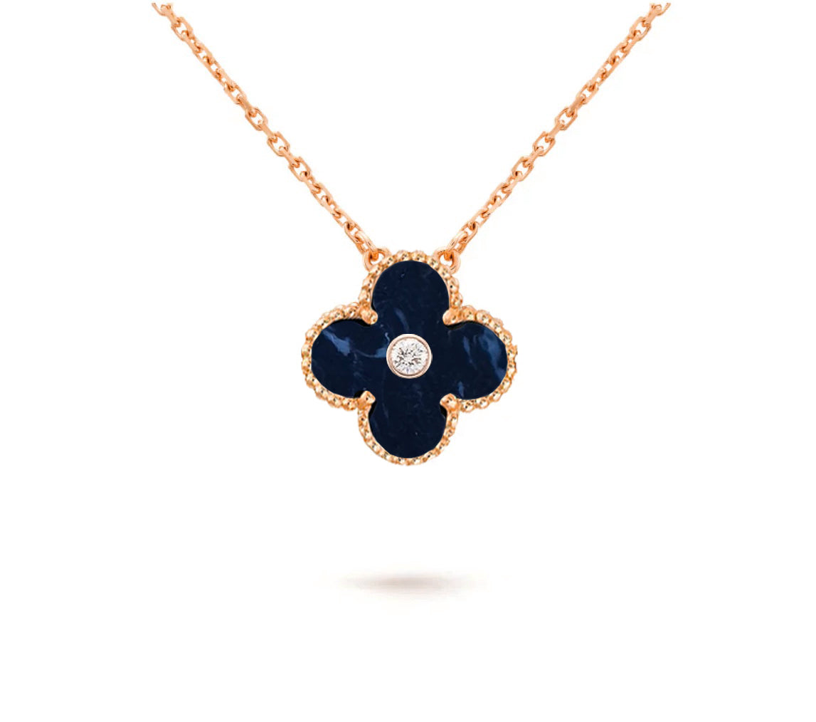 [LUXE JEWELRY]CLOVER 15MM DIAMOND SINGLE FLOWER NECKLACE COLLECTION