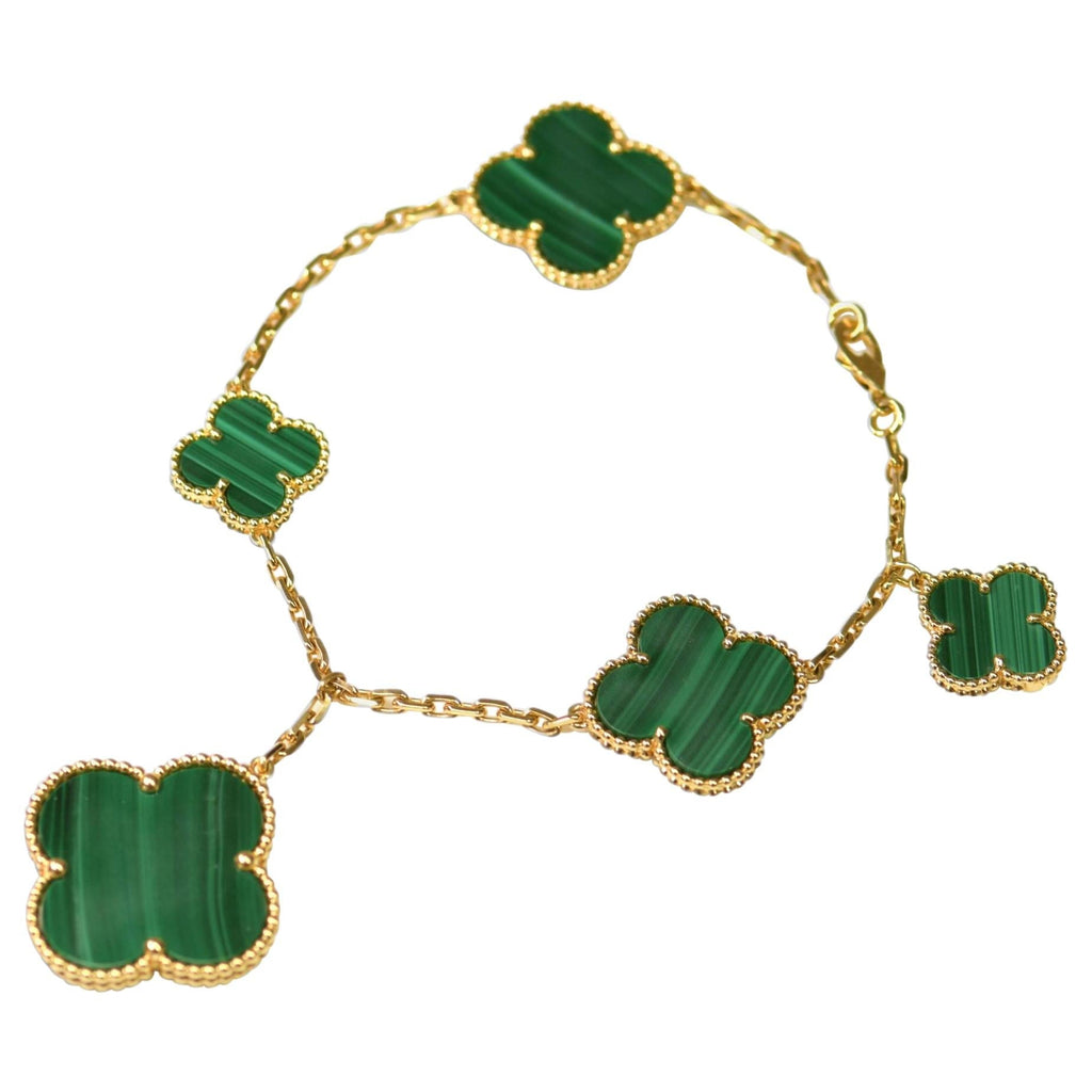 [LUXE JEWELRY]MAGIC CLOVER MALACHITE GOLD BRACELET 5 MOTIFS