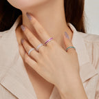 [LUXE] Bague quotidienne délicate et colorée à coupe ronde