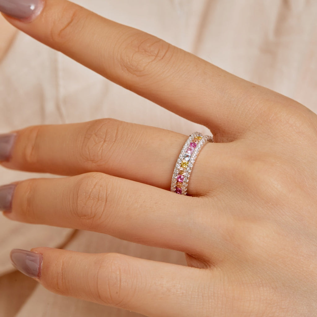 [LUXE] Bague quotidienne délicate et colorée à coupe ronde