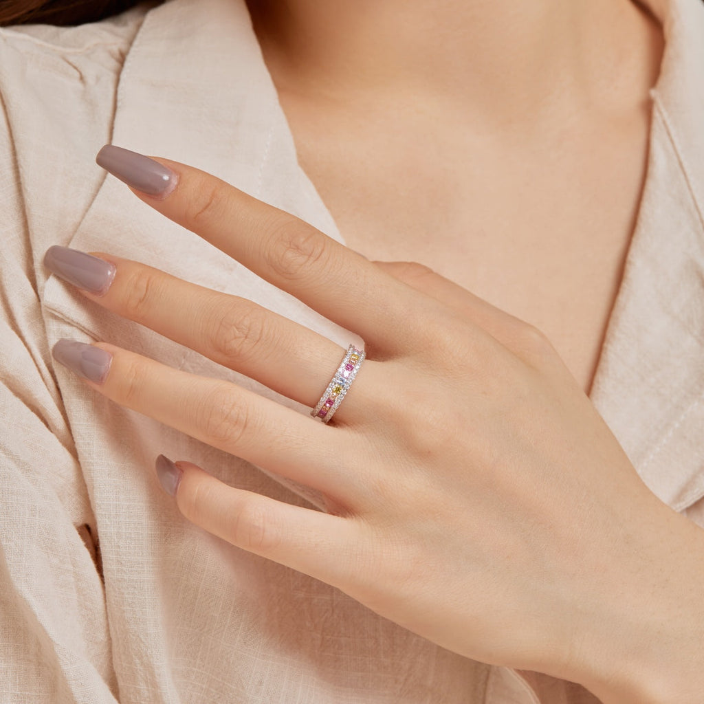 [LUXE] Bague quotidienne délicate et colorée à coupe ronde