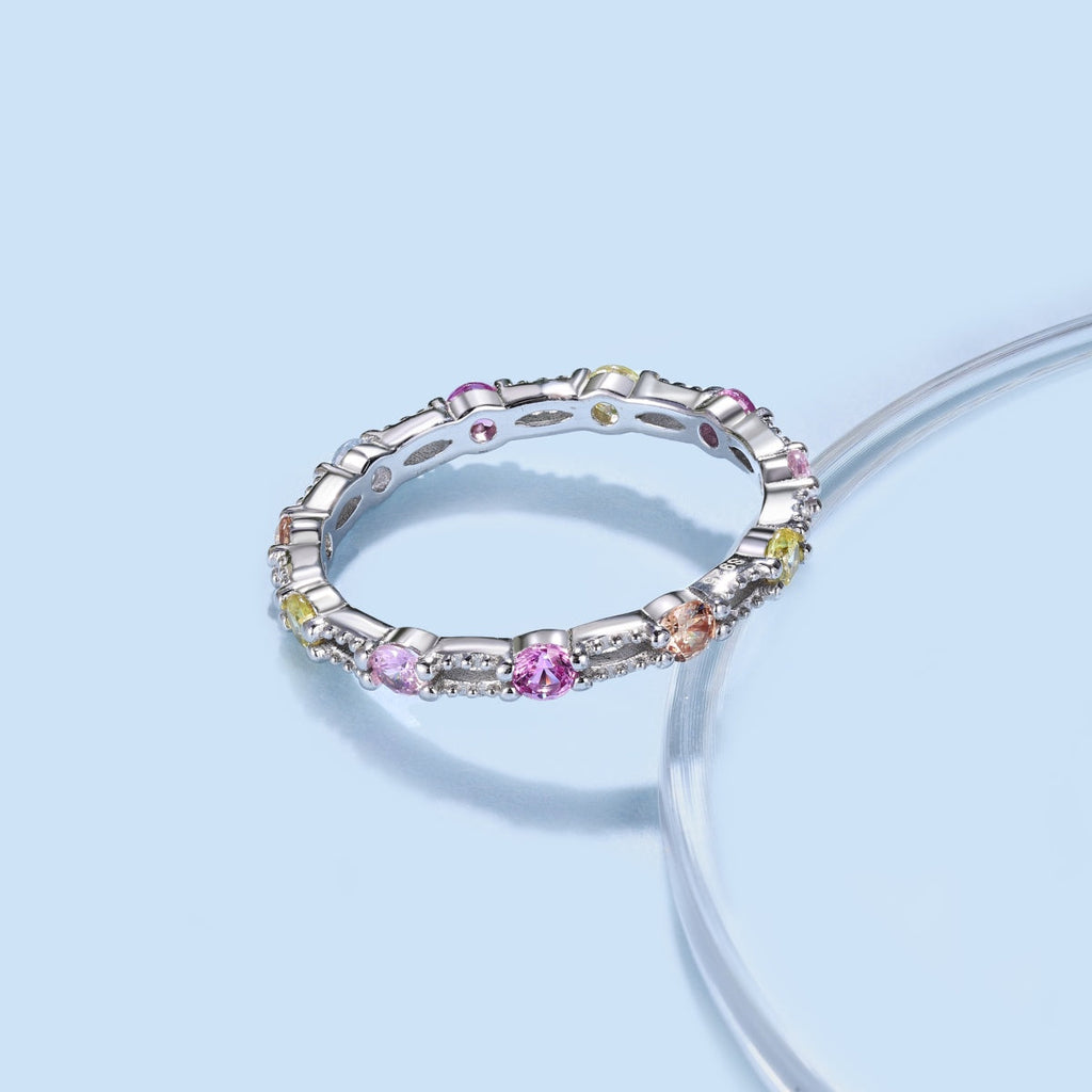 [LUXE] Bague de tennis ronde colorée et scintillante