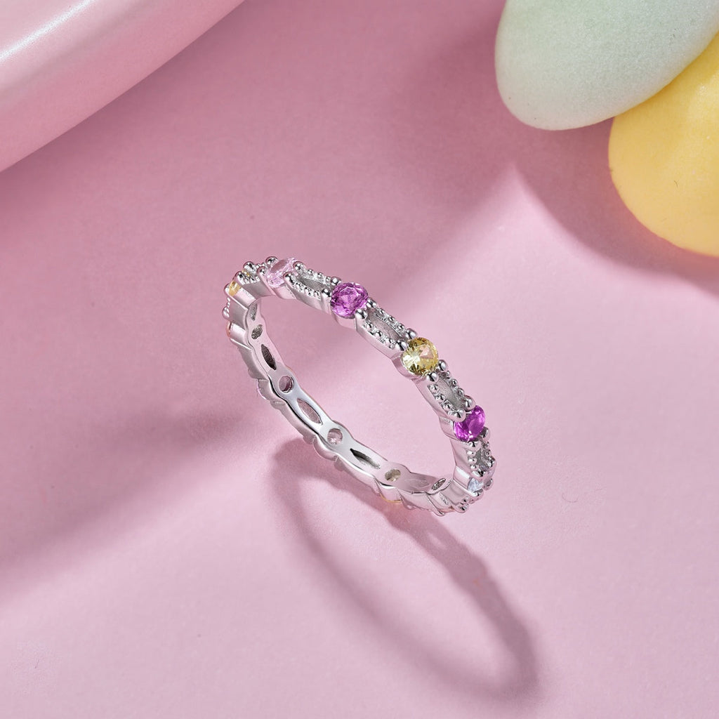 [LUXE] Bague de tennis ronde colorée et scintillante