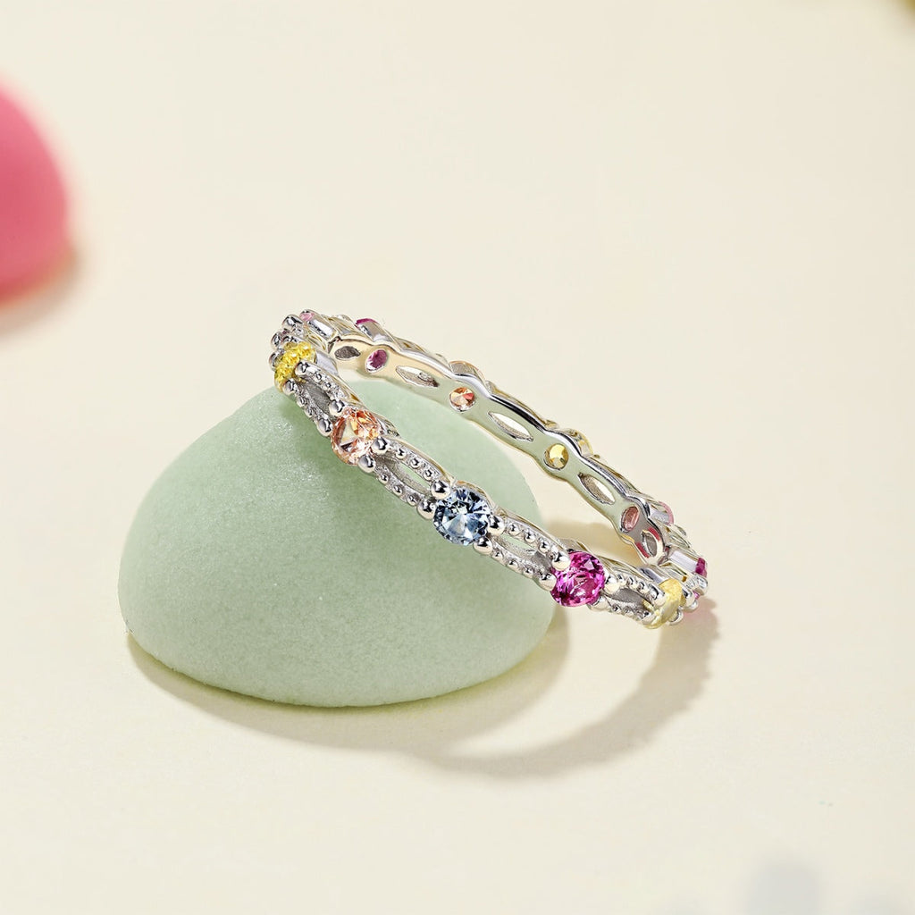 [LUXE] Bague de tennis ronde colorée et scintillante