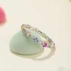 [LUXE] Bague de tennis ronde colorée et scintillante