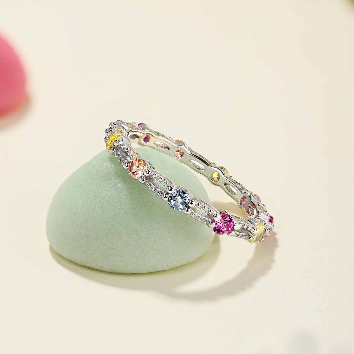 [LUXE] Bague de tennis ronde colorée et scintillante