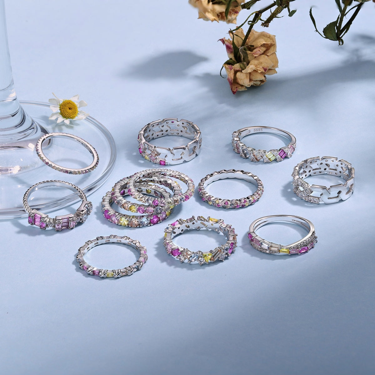 [LUXE] Bague de tennis ronde colorée et scintillante