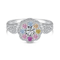 [LUXE] Bague de mariage délicate et colorée en forme de fleur coupée ronde