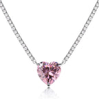 [LUXE]8.0 Carat Versatile Colorful Sweet Heart-Shaped Tennis Necklace