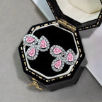 [LUXE]Ornate Flower Shape Pear Cut Lover Earrings