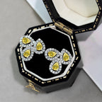 [LUXE]Ornate Flower Shape Pear Cut Lover Earrings