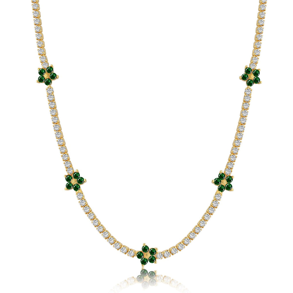[LUXE]Luxurious Colorful Flower Tennis Necklace