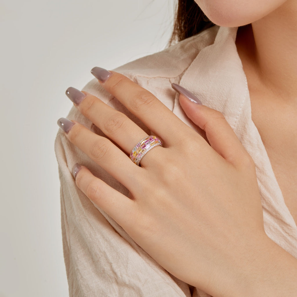 [LUXE] Bague quotidienne à coupe radieuse colorée et éclatante
