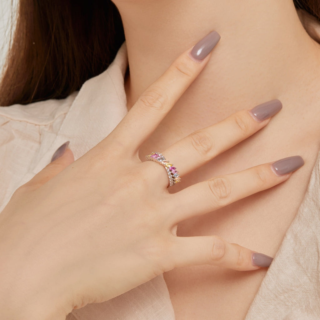[LUXE] Bague quotidienne unique et colorée en forme de marquise