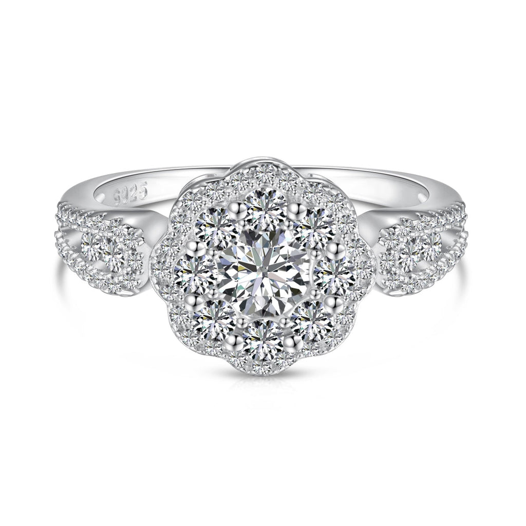 [LUXE] Bague de mariage délicate et colorée en forme de fleur coupée ronde