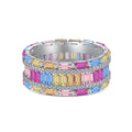 [LUXE] Bague de fête éblouissante à coupe radieuse colorée