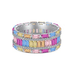 [LUXE] Bague de fête éblouissante à coupe radieuse colorée