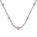 [LUXE]Dazzling Pink Heart Flower Necklace