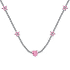 [LUXE]Dazzling Pink Heart Flower Necklace
