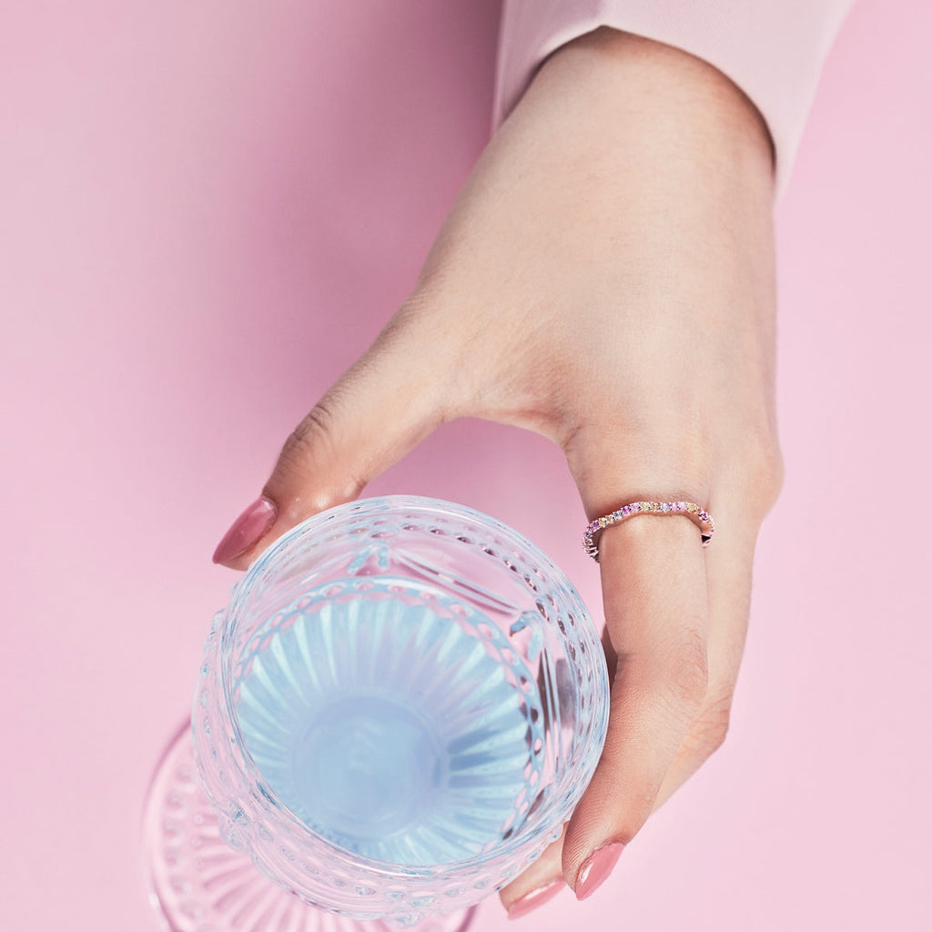 [LUXE] Bague de fête ronde colorée et délicate