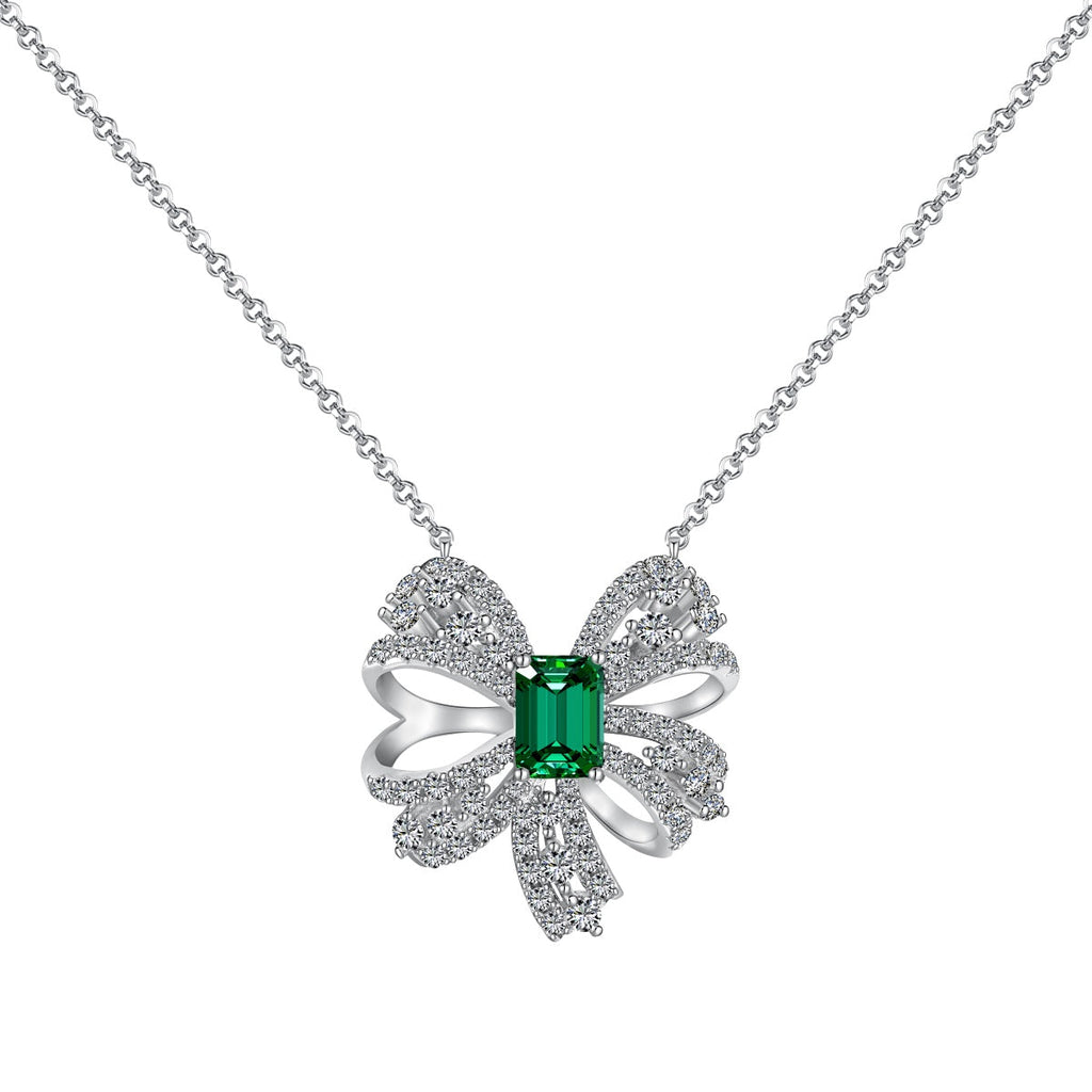 [LUXE]Luxurious Flower Shape Emerald Cut Necklace