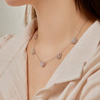[LUXE]Sparkling Five Heart Necklace