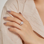 [LUXE] Bague de mariage délicate et colorée en forme de fleur coupée ronde