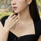 [LUXE]Heart-shaped Four-Leaf Clover Ball Ring