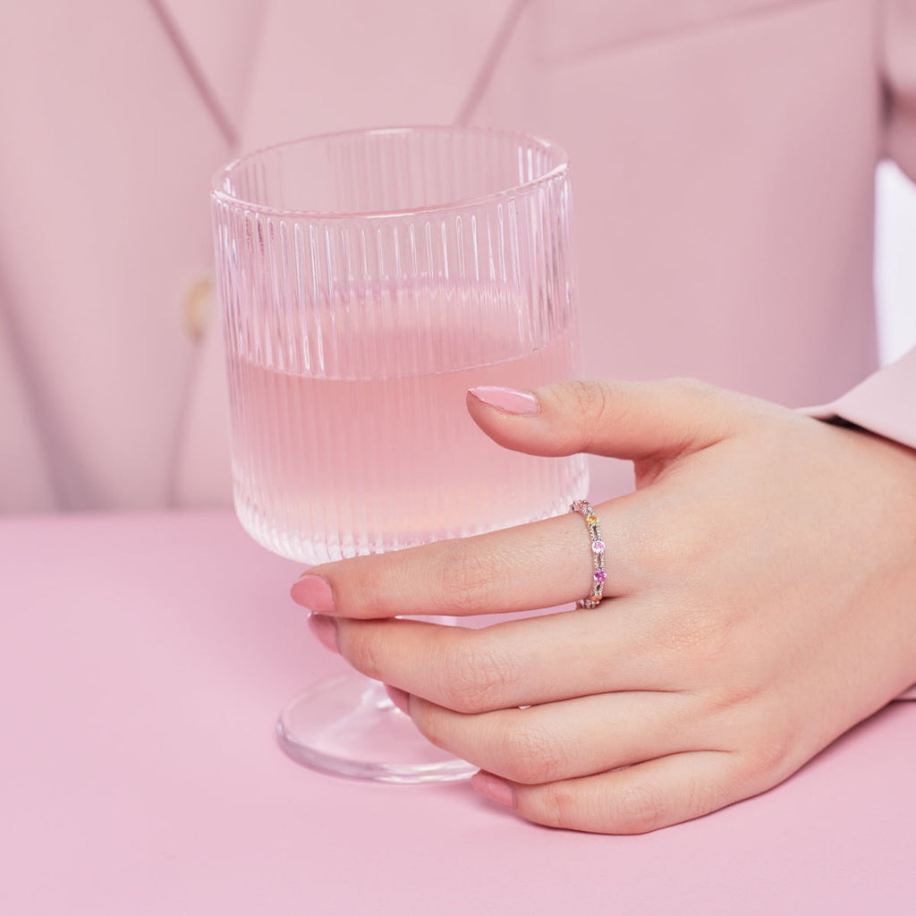 [LUXE] Bague de tennis ronde colorée et scintillante